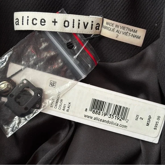 ALICE+OLIVIA new Alcina Black High-Low Tailored Pleated Luxury Dress Trench Coat - Picture 3 of 17